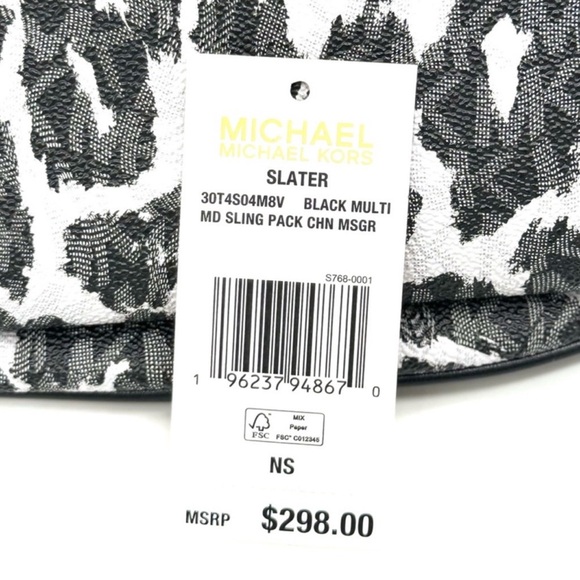Michael Kors Medium Slater Sling Pack Chain Messenger Crossbody Bag Black Multi - Picture 11 of 11
